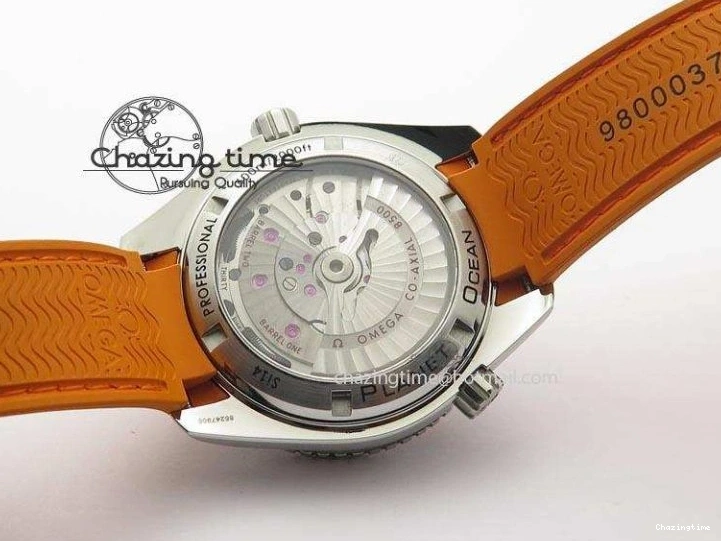 0417 Breathable Planet Ocean SS Bp Maker 45mm Orange Bezel On Orange Rubber Strap A 8221